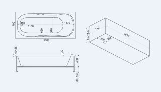 Фронтальная панель для ванны Bas Мальдива Standart 160